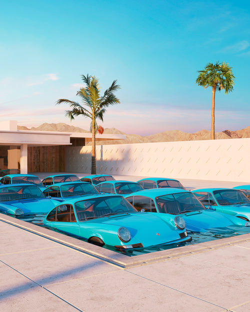 12 Porsches In A Pool