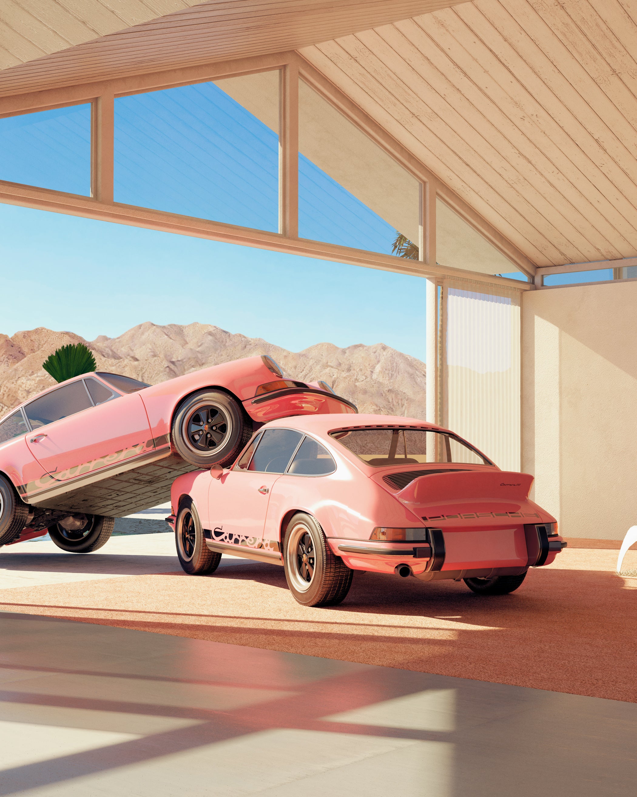 Two Pink Porsches